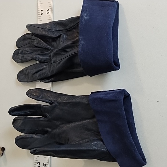 Genuine Soft Supple Thin Leather Driving Gloves Top Detail Dark Nay Blue - Picture 9 of 11